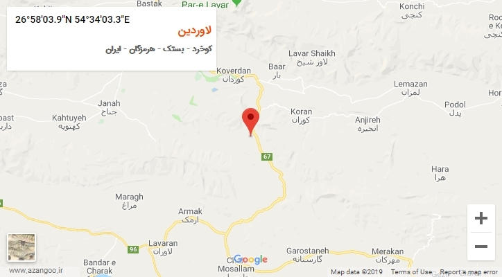 روستای لاوردین بر روی نقشه