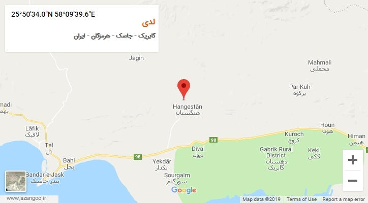 روستای لدی بر روی نقشه