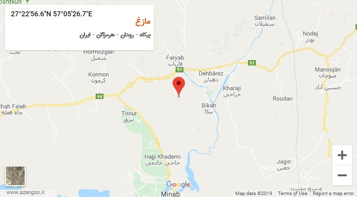 روستای مازغ بر روی نقشه