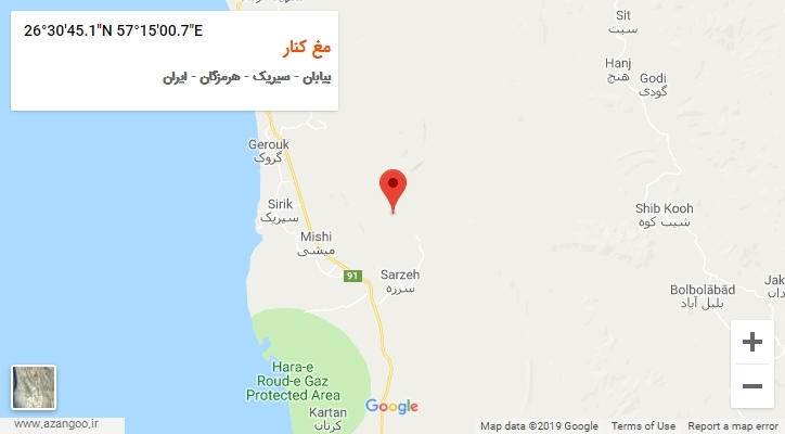 روستای مغ کنار بر روی نقشه