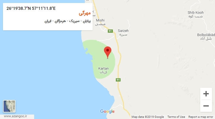 روستای مهرگی بر روی نقشه
