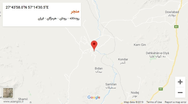 روستای منجر بر روی نقشه