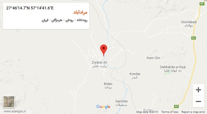 روستای مرادآباد بر روی نقشه