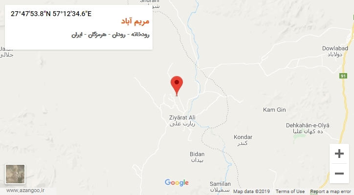 روستای مریم آباد بر روی نقشه