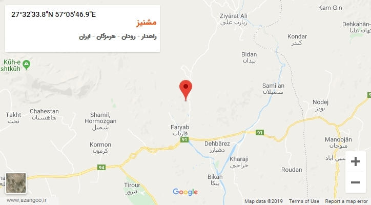روستای مشنیز بر روی نقشه