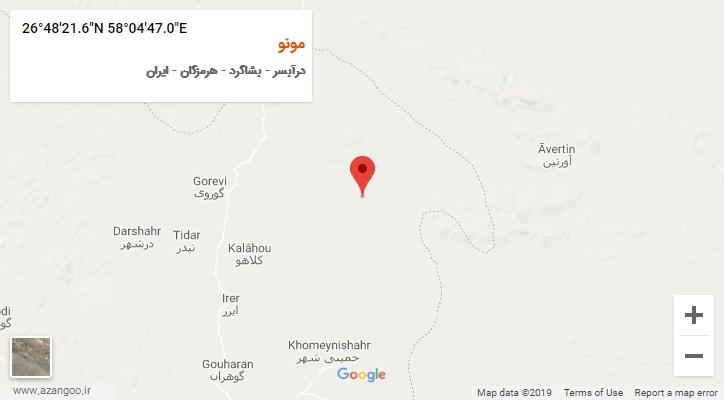 روستای مونو بر روی نقشه