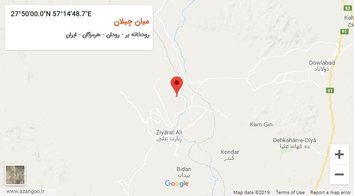 روستای میان چیلان بر روی نقشه