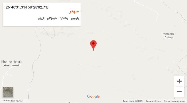 روستای میهدر بر روی نقشه