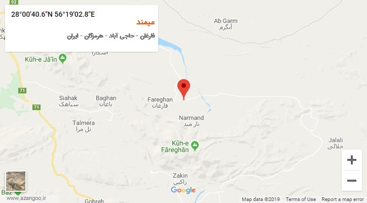 روستای میمند بر روی نقشه