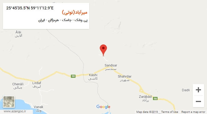 روستای میرآباد(نوتی) بر روی نقشه