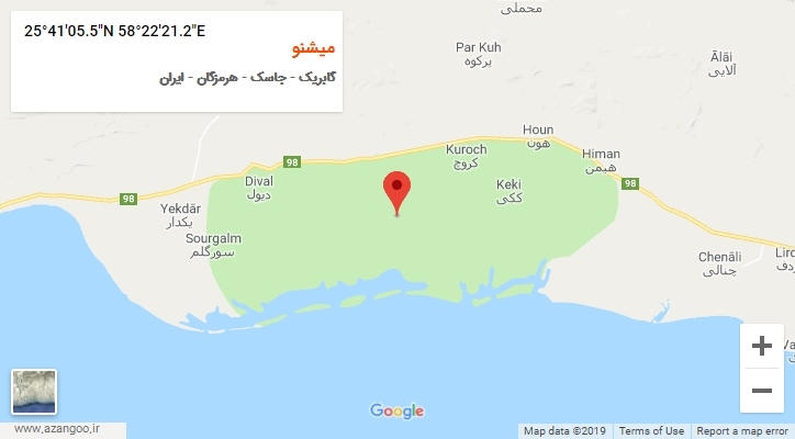 روستای میشنو بر روی نقشه