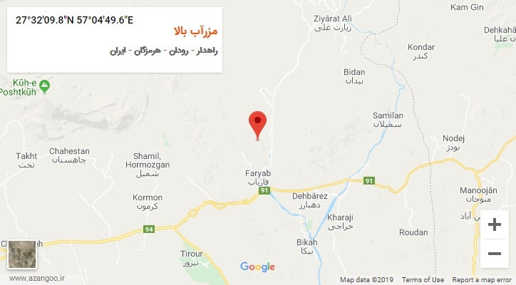 روستای مزرآب بالا بر روی نقشه