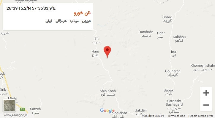 روستای نان خورو بر روی نقشه