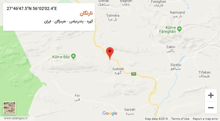 روستای نارنگان بر روی نقشه