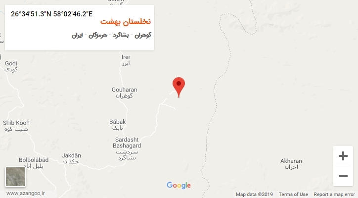 روستای نخلستان بهشت بر روی نقشه