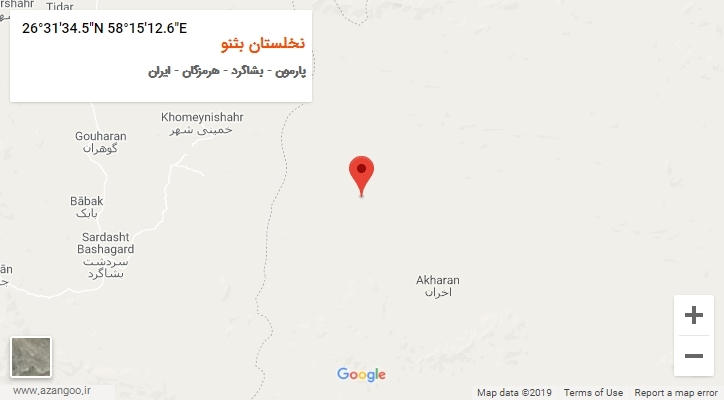 روستای نخلستان بثنو بر روی نقشه