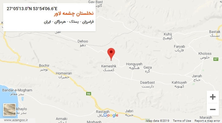 روستای نخلستان چشمه لاور بر روی نقشه