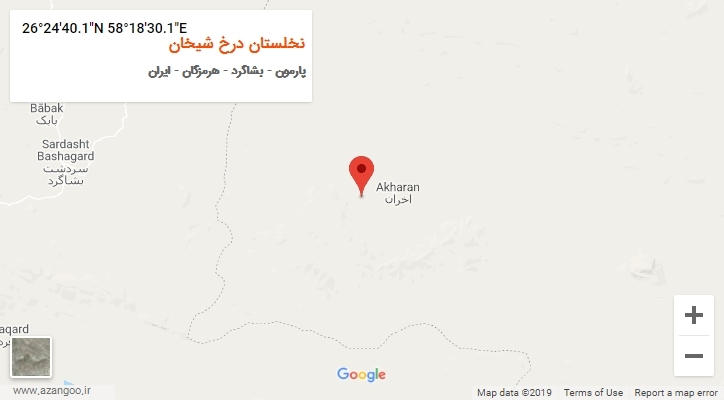 روستای نخلستان درخ شیخان بر روی نقشه