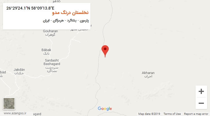 روستای نخلستان درنگ مدو بر روی نقشه
