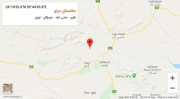 روستای نخلستان درتو بر روی نقشه