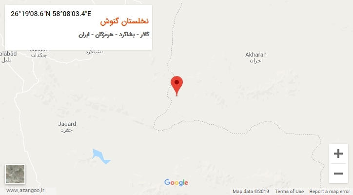 روستای نخلستان گنوش بر روی نقشه