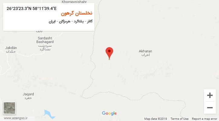 روستای نخلستان گرهون بر روی نقشه