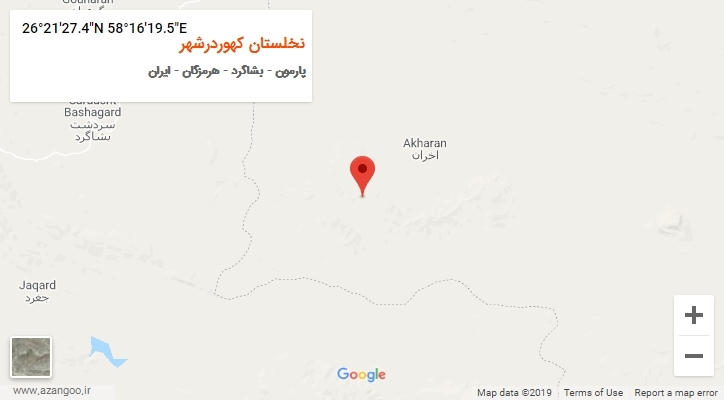 روستای نخلستان کهوردرشهر بر روی نقشه
