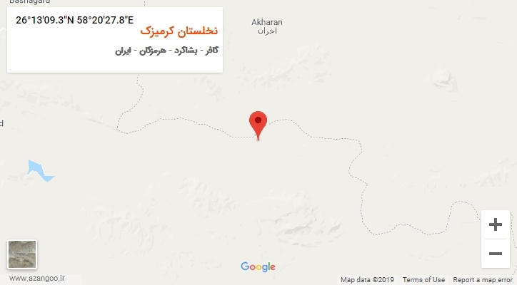 روستای نخلستان کرمیزک بر روی نقشه