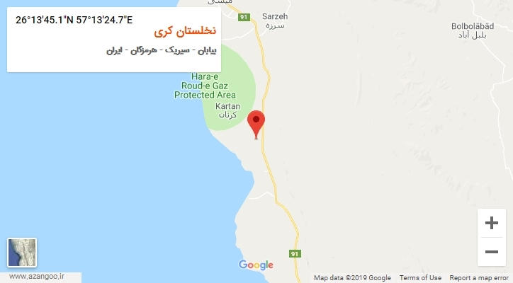 روستای نخلستان کری بر روی نقشه