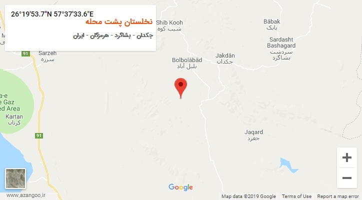 روستای نخلستان پشت محله بر روی نقشه