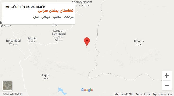 روستای نخلستان پیشان سرایی بر روی نقشه
