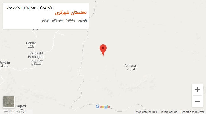 روستای نخلستان شهرکری بر روی نقشه