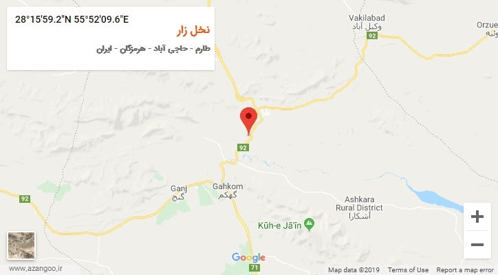 روستای نخل زار بر روی نقشه