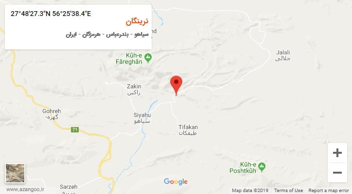 روستای نرینگان بر روی نقشه