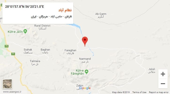 روستای نطام آباد بر روی نقشه
