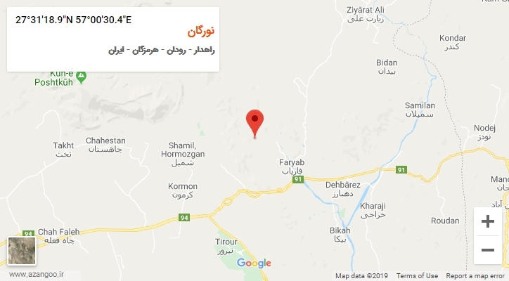 روستای نورگان بر روی نقشه