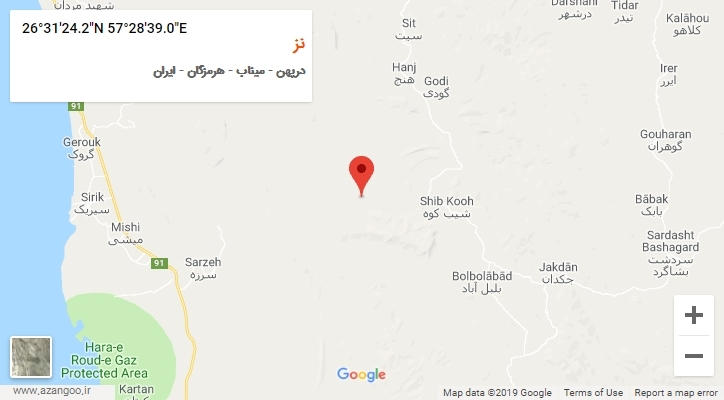 روستای نز بر روی نقشه