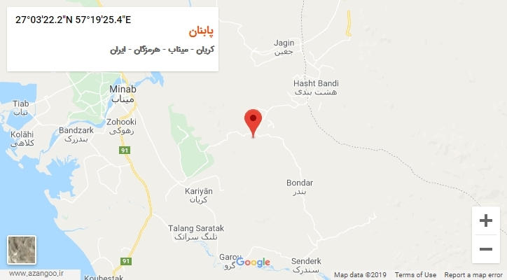 روستای پابنان بر روی نقشه