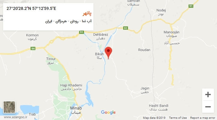 روستای پانهر بر روی نقشه