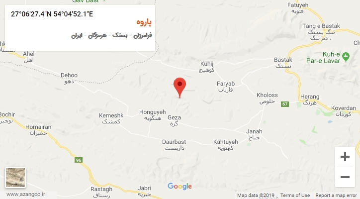 روستای پاروه بر روی نقشه