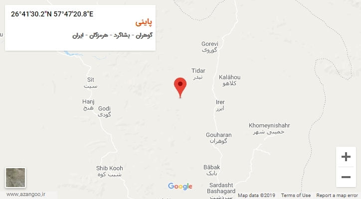 روستای پاینی بر روی نقشه