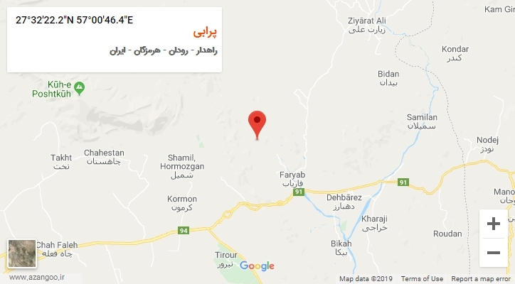 روستای پرابی بر روی نقشه