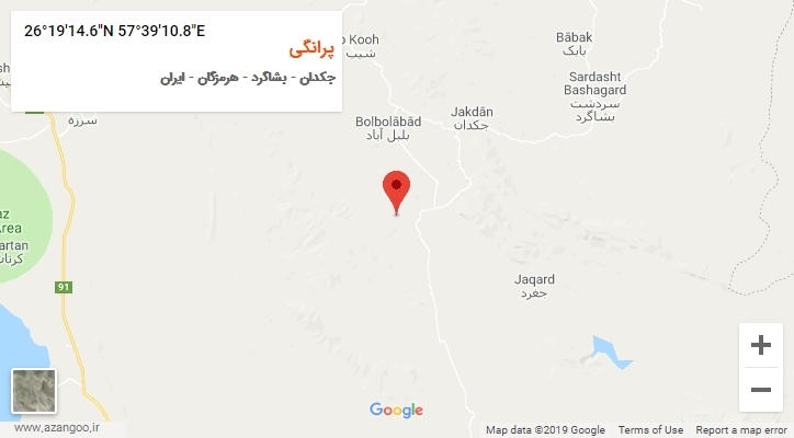روستای پرانگی بر روی نقشه