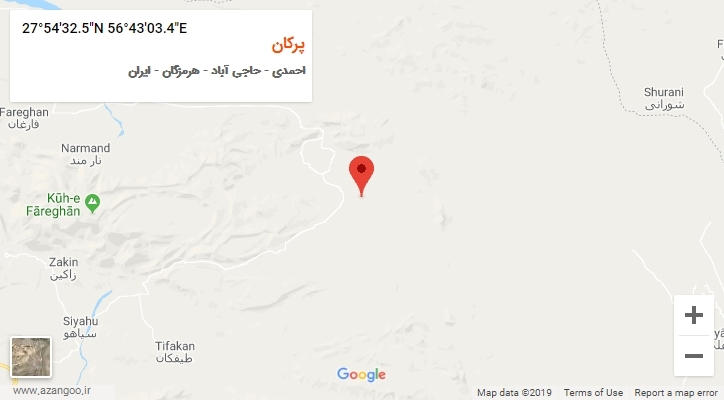 روستای پرکان بر روی نقشه