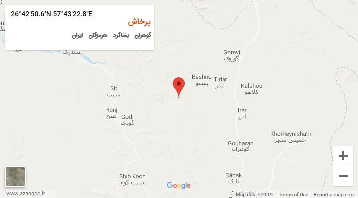 روستای پرخاش بر روی نقشه