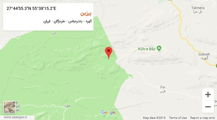 روستای پرزین بر روی نقشه