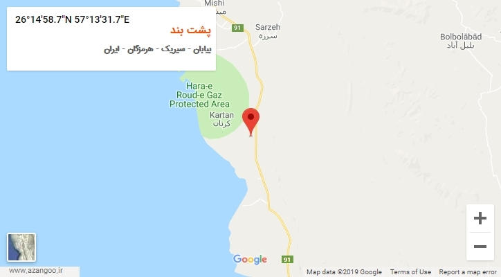 روستای پشت بند بر روی نقشه