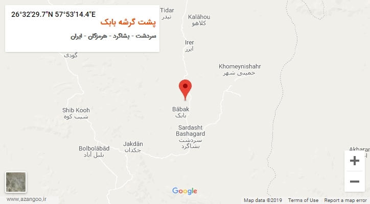 روستای پشت گرشه بابک بر روی نقشه