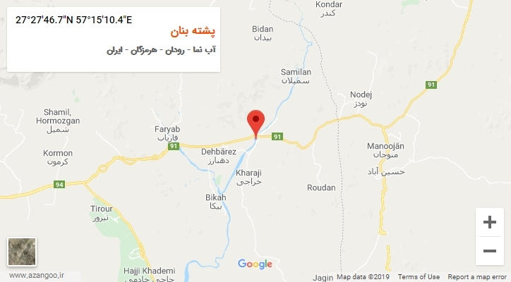 روستای پشته بنان بر روی نقشه