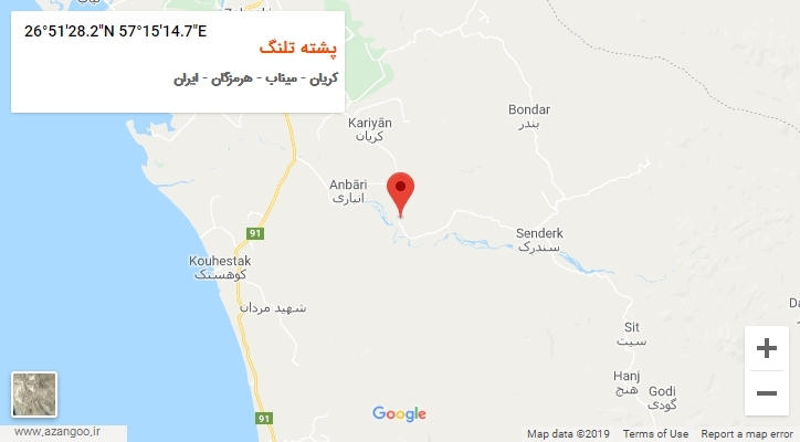 روستای پشته تلنگ بر روی نقشه